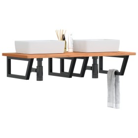 Estante de lavabo de pared de acero y madera maciza de haya de , Tocadores de baño - Ref: Foro24-3302455, Precio: 148,27 €, D...