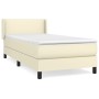 Cama box spring con colchón cuero sintético crema 100x200 cm
