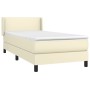 Cama box spring con colchón cuero sintético crema 100x200 cm