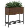 Jardinera con estante ratán sintético marrón by , Pots and planters - Ref: Foro24-366388, Price: 65,59 €, Discount: %
