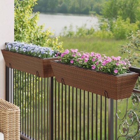 Jardineras con ganchos 2 unidades ratán sintético marrón by , Pots and planters - Ref: Foro24-366405, Price: 78,80 €, Discoun...