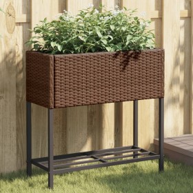Jardineras con estante 2 uds ratán sintético marrón 70x28x70 cm by , Pots and planters - Ref: Foro24-3210511, Price: 117,77 €...