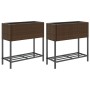 Jardineras con estante 2 uds ratán sintético marrón 70x28x70 cm by , Pots and planters - Ref: Foro24-3210511, Price: 117,77 €...