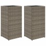Jardineras 2 unidades ratán sintético gris 30x30x60 cm by , Pots and planters - Ref: Foro24-3210518, Price: 108,25 €, Discoun...