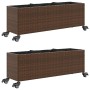 Jardineras con ruedas 2 uds ratán sintético marrón 107x32x38 cm by , Pots and planters - Ref: Foro24-3210526, Price: 140,03 €...