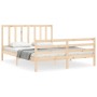 Bed frame with solid wood headboard 160x200 cm by vidaXL, Beds and slatted bases - Ref: Foro24-3193866, Price: 134,71 €, Disc...