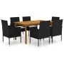 Juego de comedor para jardín de 7 piezas negro de vidaXL, Conjuntos de jardín - Ref: Foro24-3067835, Precio: 402,20 €, Descue...