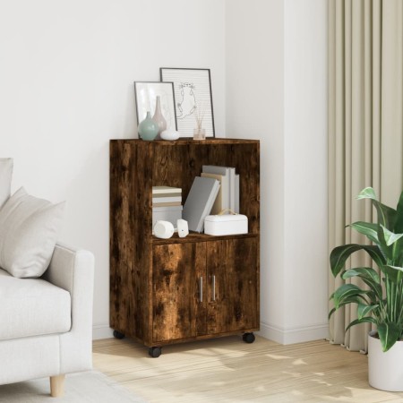 Armario con ruedas madera ingeniería roble ahumado 55x40x91 cm by , Sideboards - Ref: Foro24-853186, Price: 64,86 €, Discount: %