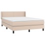 Cama box spring con colchón cuero sintético capuchino 140x190cm