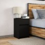 Mesita de noche con luces LED madera de ingeniería negra by , Nightstands - Ref: Foro24-852013, Price: 71,95 €, Discount: %