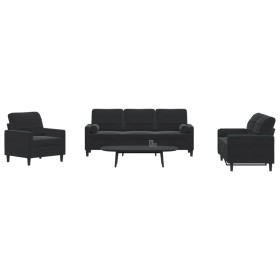 Juego de sofás con cojines 3 piezas terciopelo negro by , Sofas - Ref: Foro24-3278376, Price: 676,64 €, Discount: %