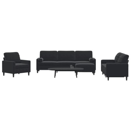 Juego de sofás con cojines 4 piezas terciopelo negro by , Sofas - Ref: Foro24-3278466, Price: 742,63 €, Discount: %