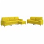 Juego de sofá 3 piezas con reposapiés y cojines tela amarillo de , Sofás - Ref: Foro24-3278348, Precio: 519,67 €