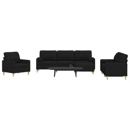 Juego de sofá 4 piezas con reposapiés y cojines tela negro von , Sofas - Ref: Foro24-3278315, Preis: 712,54 €, Rabatt: %