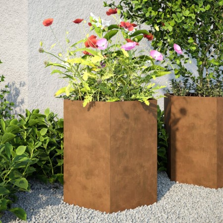 Jardinera hexagonal 46x40x45 cm acero desgastado von , Töpfe und Pflanzgefäße - Ref: Foro24-851120, Preis: 47,80 €, Rabatt: %