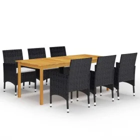 Black 7-Piece Garden Dining Set by vidaXL, Garden sets - Ref: Foro24-3067855, Price: 592,28 €, Discount: %