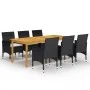 Juego de comedor de jardín de 7 piezas negro de vidaXL, Conjuntos de jardín - Ref: Foro24-3067855, Precio: 591,45 €, Descuent...