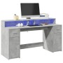 Escritorio con LED madera ingeniería gris hormigón 160x55x91 cm von , Schreibtische - Ref: Foro24-3309432, Preis: 177,12 €, R...