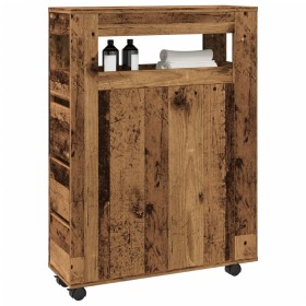 Armario de baño estrecho con ruedas madera envejecida von , Schließfächer und Lagerschränke - Ref: Foro24-855275, Preis: 95,1...