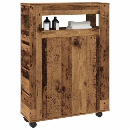 Armario de baño estrecho con ruedas madera envejecida by , Lockers and storage cabinets - Ref: Foro24-855275, Price: 95,14 €,...
