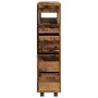 Armario de baño estrecho con ruedas madera envejecida by , Lockers and storage cabinets - Ref: Foro24-855275, Price: 95,14 €,...