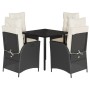 Set de muebles jardín 5 pzas con cojines ratán sintético negro