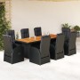 Set de comedor de jardín 9 pzas y cojines ratán sintético negro von , Gartensets - Ref: Foro24-3277651, Preis: 1,00 €, Rabatt: %