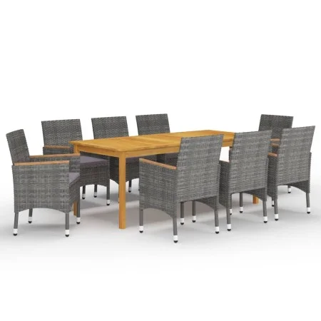 Juego de comedor de jardín 9 piezas gris de vidaXL, Conjuntos de jardín - Ref: Foro24-3067866, Precio: 739,96 €, Descuento: %
