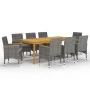 Juego de comedor de jardín 9 piezas gris de vidaXL, Conjuntos de jardín - Ref: Foro24-3067866, Precio: 739,96 €, Descuento: %