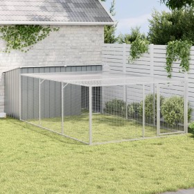Caseta perros con corral acero galvanizado gris 197x396x110 cm von , Hundehütten - Ref: Foro24-3214225, Preis: 393,60 €, Raba...