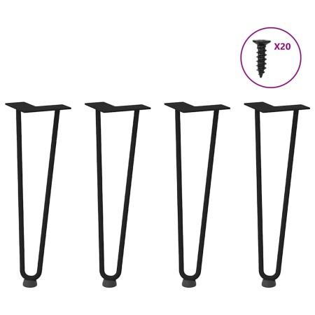 Patas de mesa tipo horquilla 4 uds acero macizo negro 42 cm by , Table legs - Ref: Foro24-4012420, Price: 48,69 €, Discount: %
