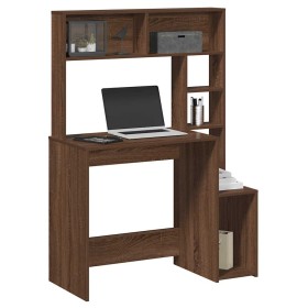 Escritorio con estantes contrachapada marrón roble 100x45x140cm de , Escritorios - Ref: Foro24-860442, Precio: 93,94 €, Descu...