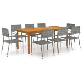 Garden dining set 9 pieces gray by vidaXL, Garden sets - Ref: Foro24-3067925, Price: 394,70 €, Discount: %