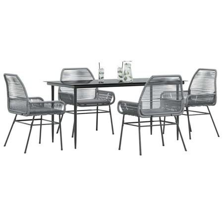 Juego comedor jardín 5 pzas cojines ratán sintético vidrio gris von , Gartensets - Ref: Foro24-3334481, Preis: 376,77 €, Raba...