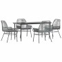 Juego comedor jardín 5 pzas cojines ratán sintético vidrio gris von , Gartensets - Ref: Foro24-3334481, Preis: 376,77 €, Raba...