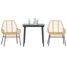 Juego de comedor jardín 3 piezas ratán sintético vidrio marrón von , Gartensets - Ref: Foro24-3334443, Preis: 234,21 €, Rabat...