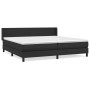 Cama box spring con colchón cuero sintético negro 200x200 cm