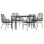 Juego de comedor jardín 5 piezas cojines ratán sintético negro by , Garden sets - Ref: Foro24-3334550, Price: 362,17 €, Disco...