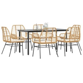 Juego de comedor de jardín 7 pzas con cojines ratán PE marrón de , Conjuntos de jardín - Ref: Foro24-3334559, Precio: 476,69 ...