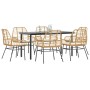 Juego de comedor de jardín 7 pzas con cojines ratán PE marrón by , Garden sets - Ref: Foro24-3334559, Price: 467,86 €, Discou...