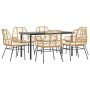Juego de comedor de jardín 7 pzas con cojines ratán PE marrón by , Garden sets - Ref: Foro24-3334559, Price: 467,86 €, Discou...