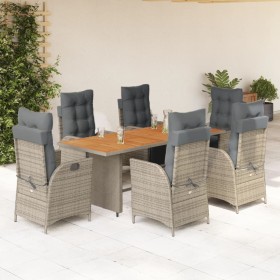 Set comedor jardín 7 pzas y cojines ratán sintético gris de , Conjuntos de jardín - Ref: Foro24-3213370, Precio: 1,00 €, Desc...