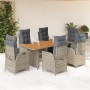 Set comedor jardín 7 pzas y cojines ratán sintético gris by , Garden sets - Ref: Foro24-3213370, Price: 981,65 €, Discount: %
