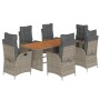 Set comedor jardín 7 pzas y cojines ratán sintético gris by , Garden sets - Ref: Foro24-3213370, Price: 981,65 €, Discount: %