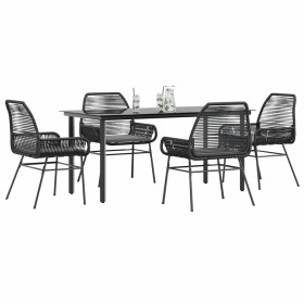 Juego de comedor jardín 5 piezas cojines ratán sintético negro von , Gartensets - Ref: Foro24-3334565, Preis: 387,35 €, Rabat...