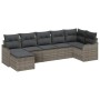 Conjunto de sofá de jardín con cojín 7 pcs Gris Poliratán