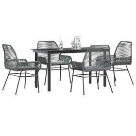 Juego comedor jardín 5 pzas cojines ratán sintético vidrio gris von , Gartensets - Ref: Foro24-3334578, Preis: 358,68 €, Raba...