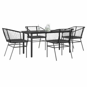 Juego de comedor jardín 5 piezas cojines ratán sintético negro de , Conjuntos de jardín - Ref: Foro24-3334600, Precio: 305,34...