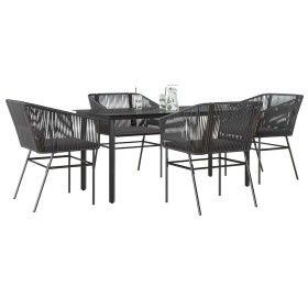 Juego de comedor jardín 5 piezas cojines ratán sintético negro von , Gartensets - Ref: Foro24-3334614, Preis: 390,76 €, Rabat...