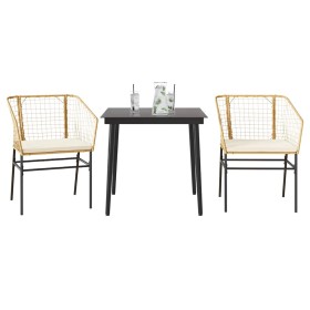 Juego de comedor jardín 3 piezas cojines ratán sintético marrón von , Gartensets - Ref: Foro24-3334506, Preis: 194,96 €, Raba...